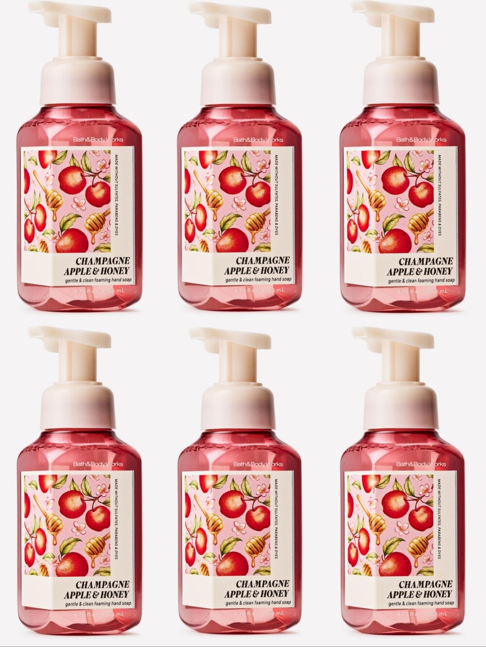 Bath & Body Works Champagne Apple & Honey Foaming Hand Soap Set of 6 NEW RARE